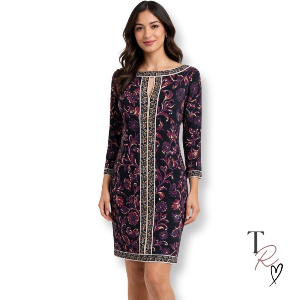 Maggy London x Stitch Fix Marnie Floral Knee Length Dress Paisley Black Size 6